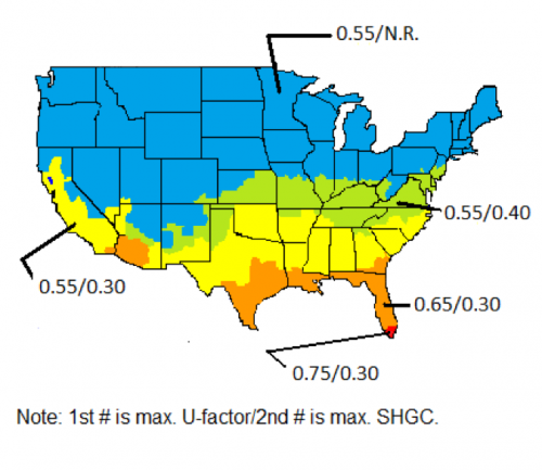 Residential U-factor and SHGC for skylights: prescriptive path of the 2018 IECC.