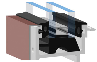 IGU cross section with rubber sealants applied