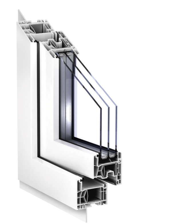 Cross-section detail of insulating glass unit with nail fin