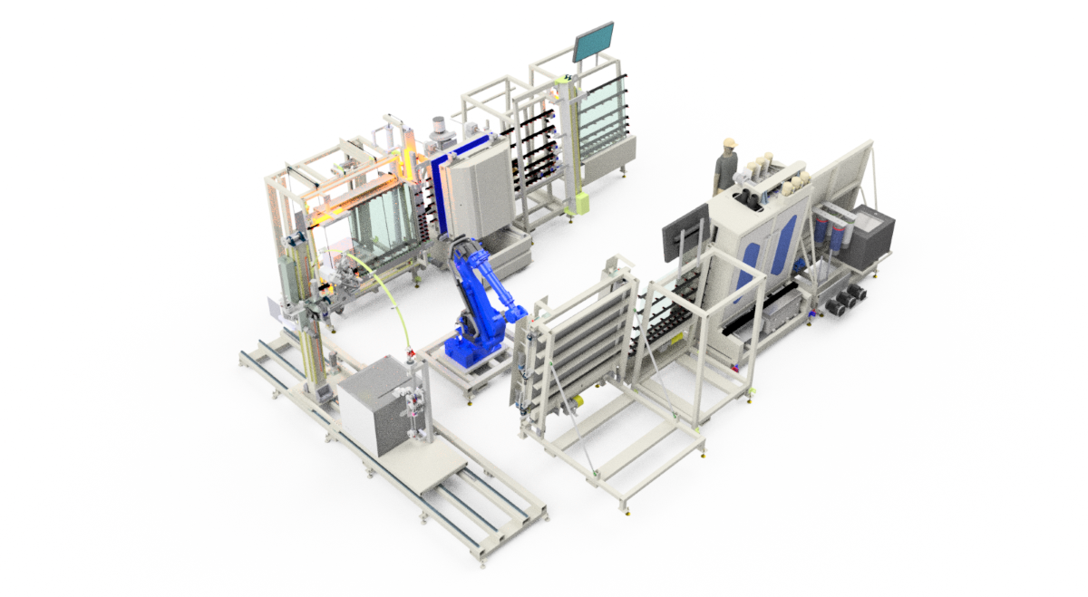 One person robotic insulating glass machine 