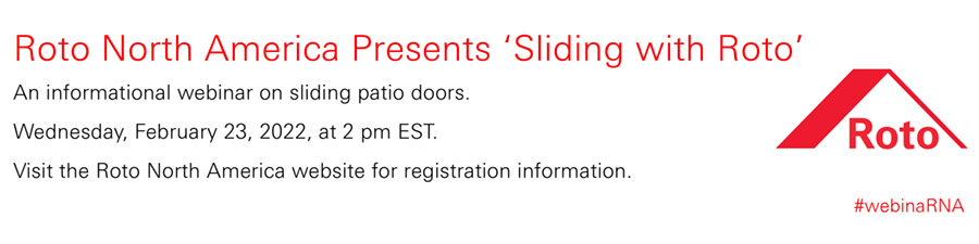 register for the webinar "Sliding with Roto" on February 23 at 2 pm eastern standard time