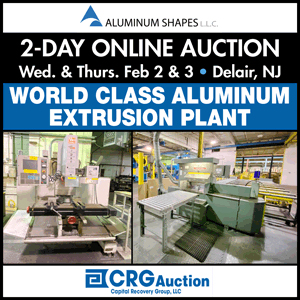participate in the two day online auction, February 2 and 3, for items from the Aluminum Shapes extrusion plant