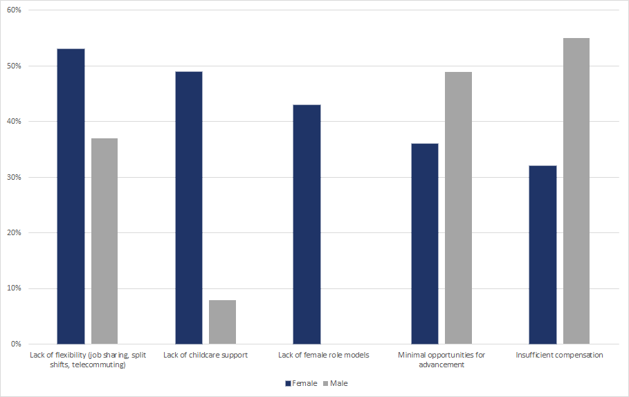 childcare-related issues for women versus men