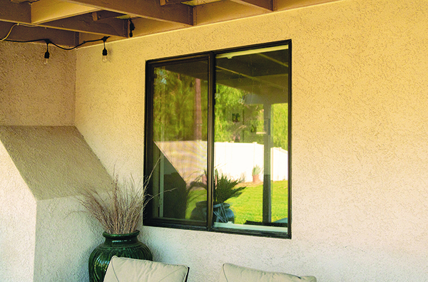 Flush Fin window on a stucco home