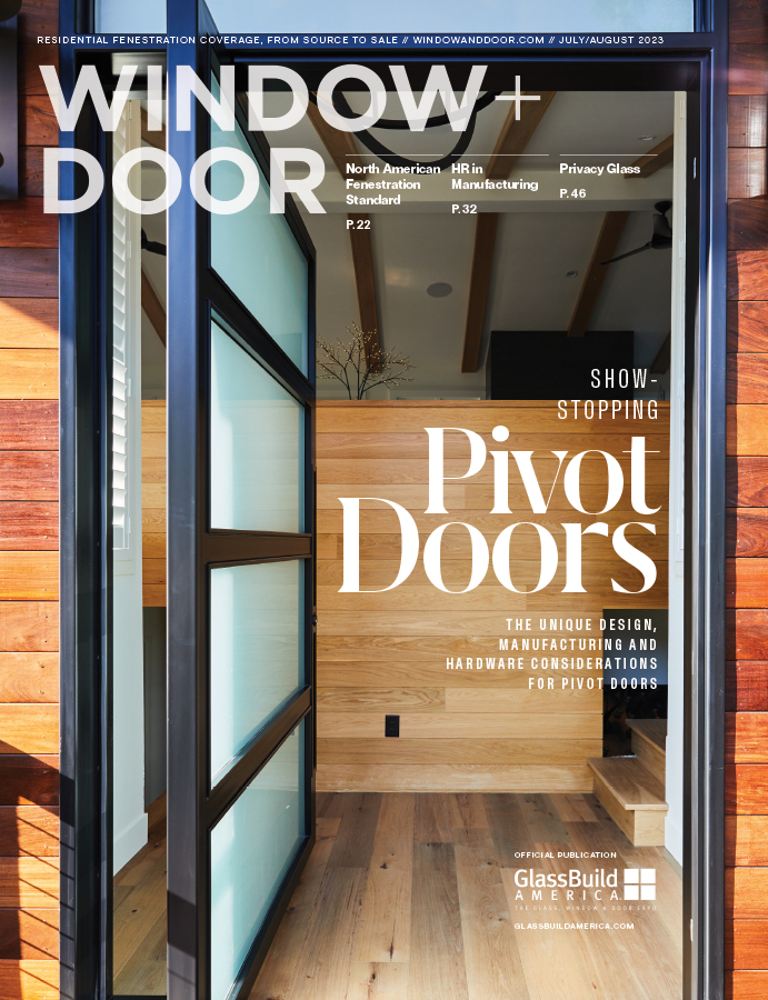 read about the trends in pivot doors and privacy glass in the july/august issue of window + door
