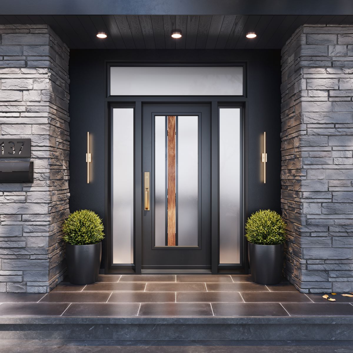 oversized glass door and entrance