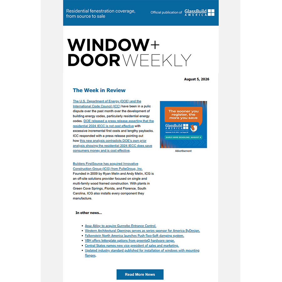 Window+Door Weekly August 5, 2026