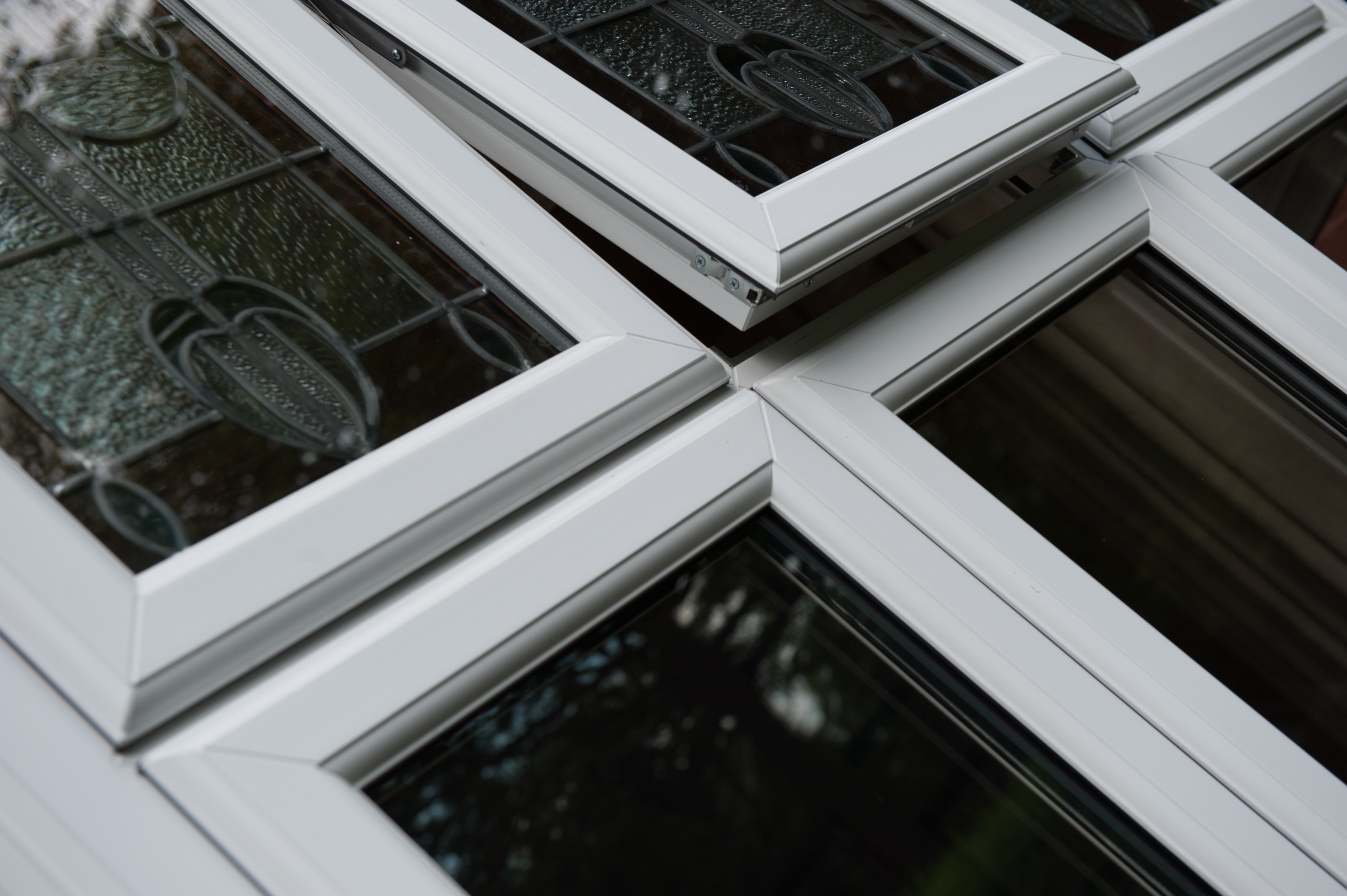 up close of vinyl window casements