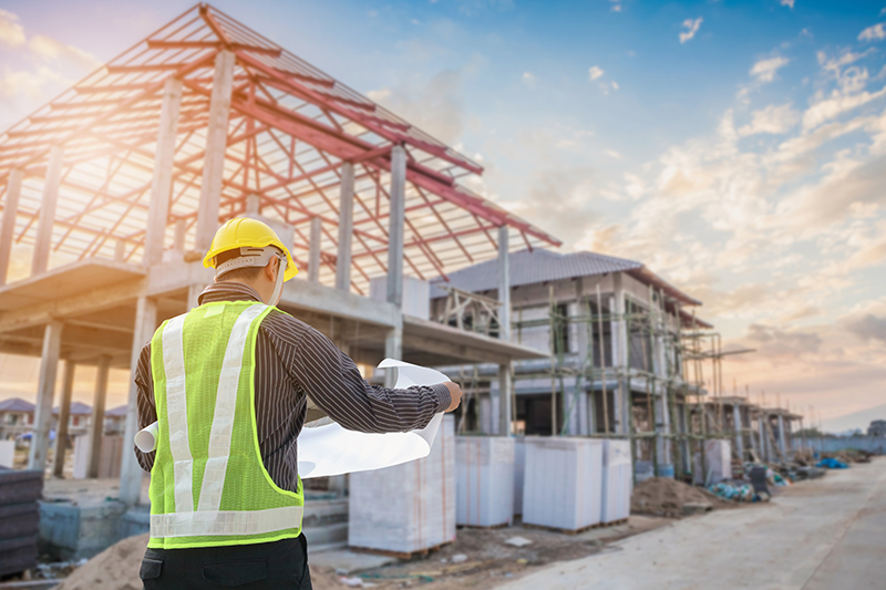 Construction worker on single-family jobsite