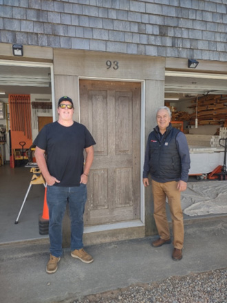 Lou Trottier,  Simpson Regional Manager with Homeowner of Original Nantucket Install