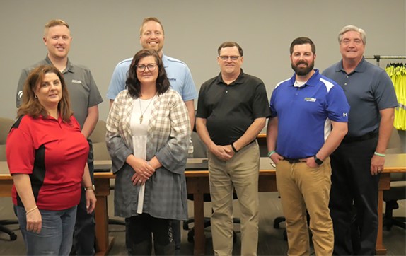 Nancy Mugavero of OSHA; Zak Burch, Marie King, Brad Yoder, Scott Bane, and Jeffrey Orr of ProVia; Kevin Sell of United Group Services