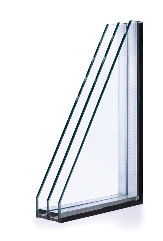 triple-glazed window cross-section