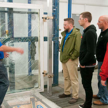 demonstration of window safety at VEKA Academy