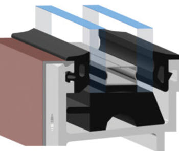 IGU cross section with rubber sealants applied