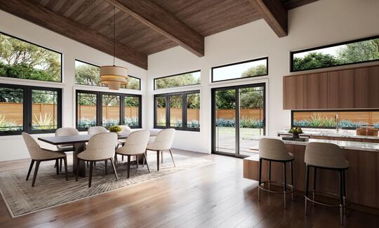 Behind Black and Bronze Vinyl Windows 